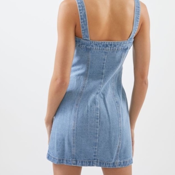 Urban Outfitters BDG Denim Mini Dress Snap Button Light wash Blue western XS - Picture 16 of 16